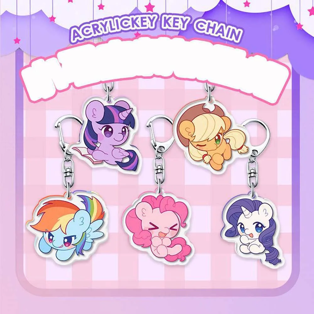 Cartoon Anime My Little Pony Pinkie Pie Fluttershy Twilight Sparkle Applejack ciondolo acrilico simpatico portachiavi decorazione regalo