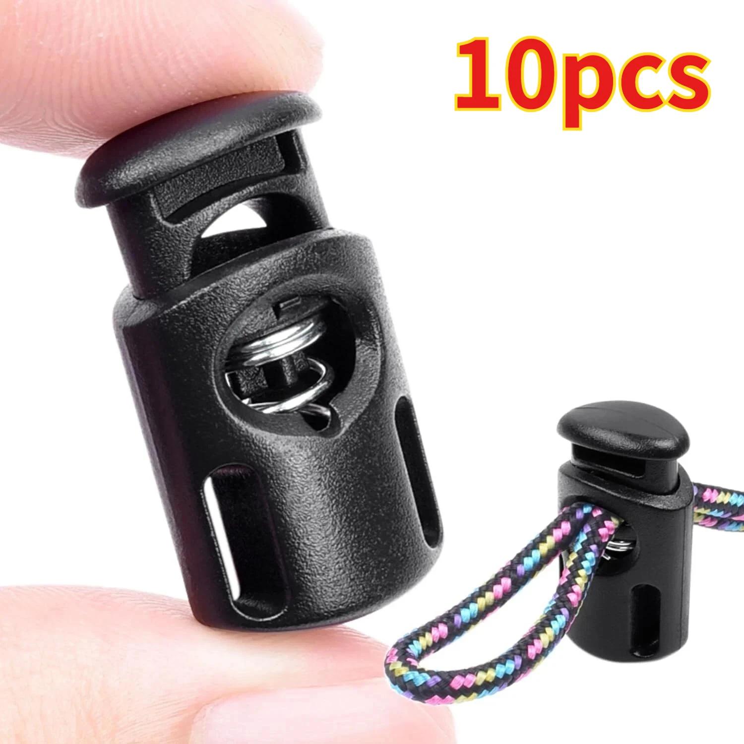 10Pcs Single/Double Hole Cord Lock Stopper For Sportswear Shoes Backpack Drawstring Paracord Rope Spring Toggle Clasp Accessory