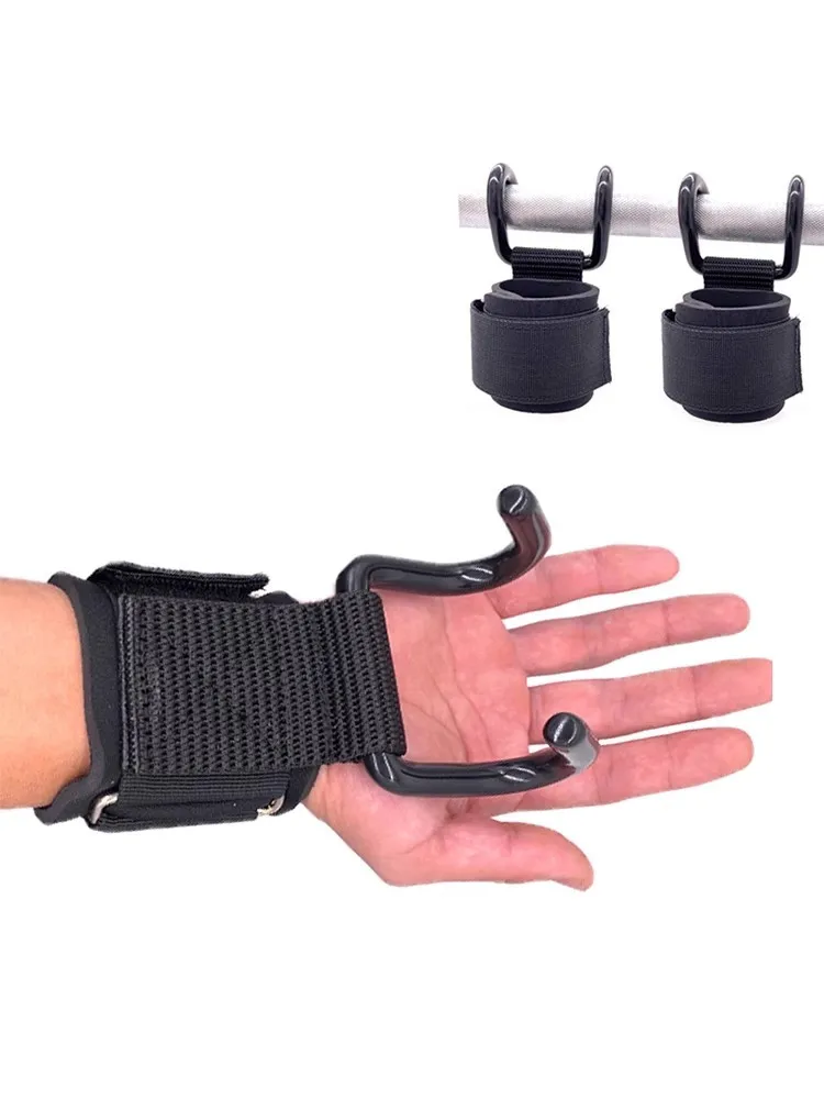 

2pcs Fitness Assist Hook Pull Up Horizontal Bar Wrist Guard Grip Strength Hook Glove Assist Belt Hard Pull Lumbar Assist Belt