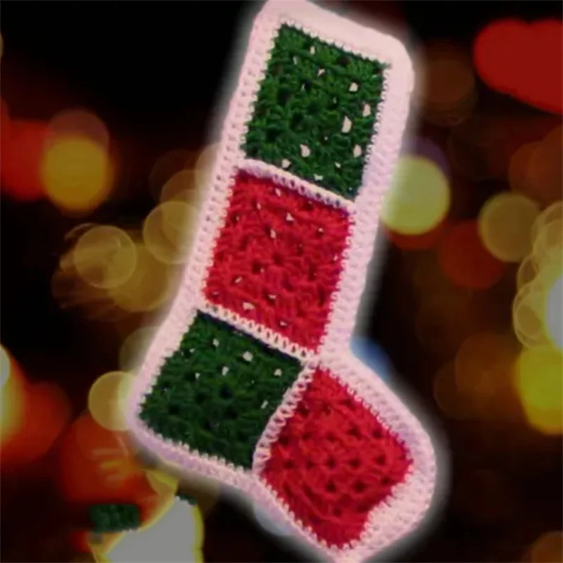 Funny Handmade crocheted Christmas Socks Christmas Pendant Socks For Home Party Decoration Children's Gift Bag Festive Supplies