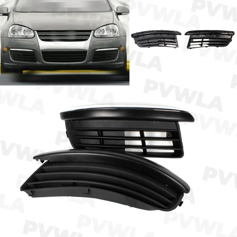 Pair Left + Right Side Fog Light Lamp Grille Cover For VW Jetta 2006 2007 2008 2009 2010 2011 European version