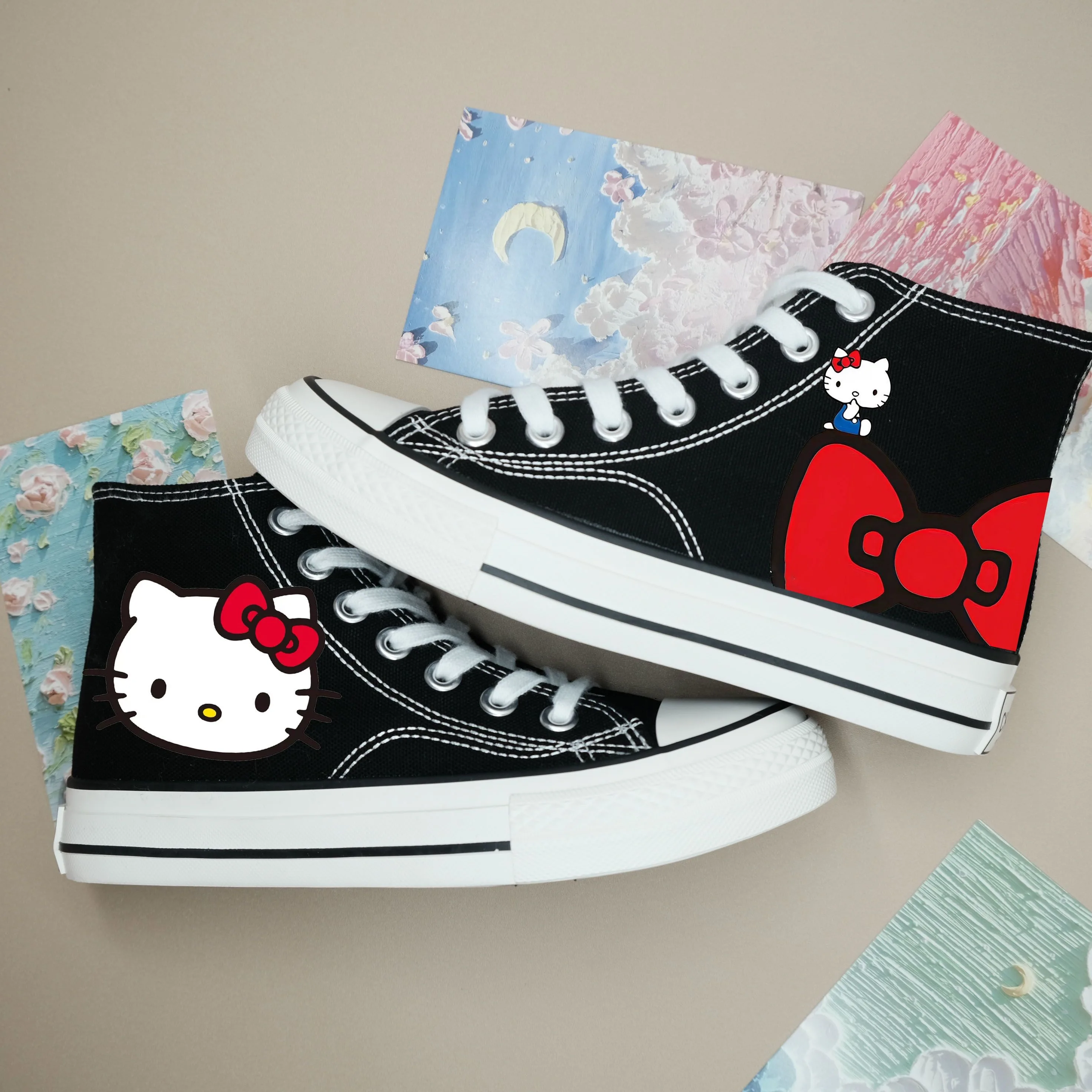 

Кеды Hello Kitty: милые аниме-кеды для мальчиков и девочек, высокие кеды для мужчин и женщин, студенческие кеды, уличные кеды для скейтбординга, подарок