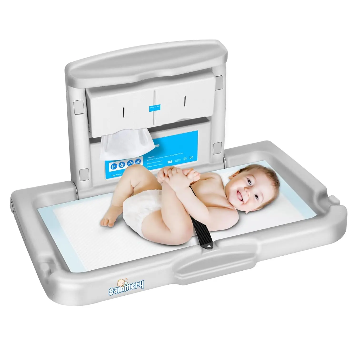 

Baby Changing Station Commercial Wall Mounted Baby Changing Station with Safety Strap Wall Mounted Changing Table