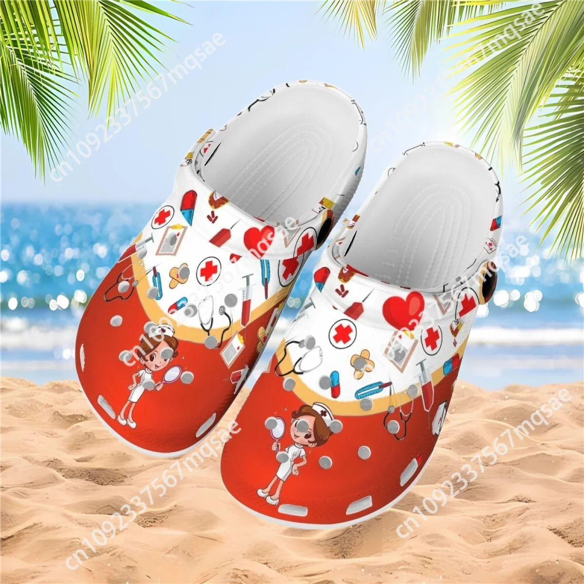 

Custom Cute Medical Nurse Girls Design Hole Shoes for Women Casual Slip-on Beach Clogs Lightweight Girls Nursing Sandals