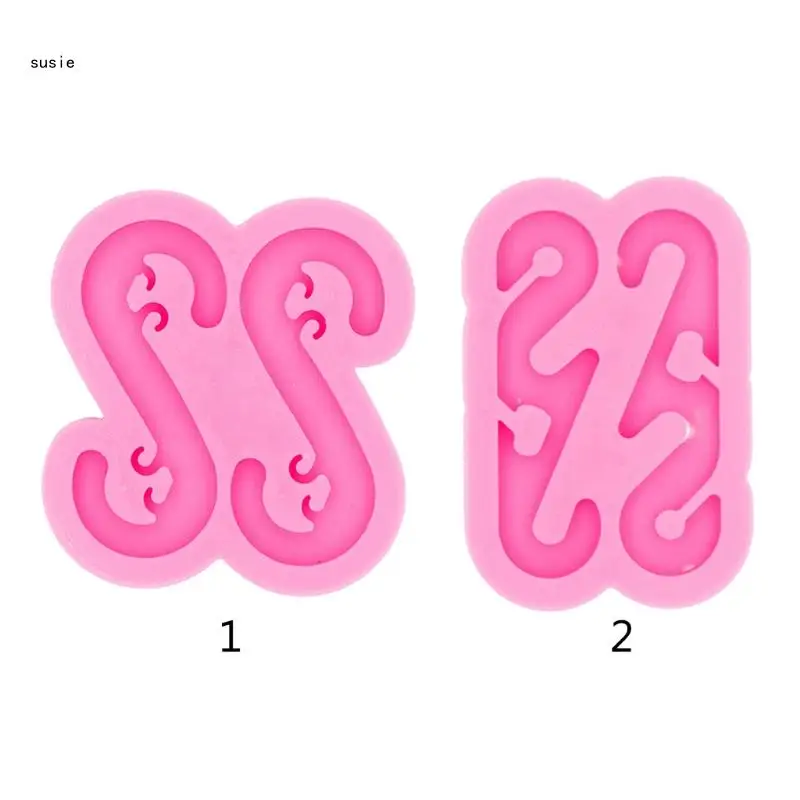 X7YA Crafting Buckle Casting Silicone Mould DIY Crafts Jewelry Making Tool Shiny Glossy S Hook Epoxy Resin Mold