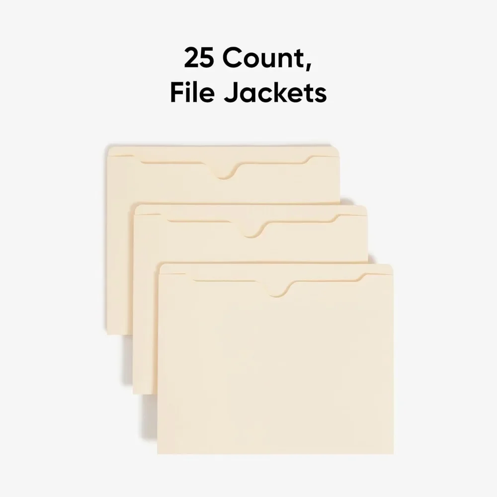 File Jackets, 25 Count, Manila, Reinforced Straight-Cut Tabs, Letter Size
