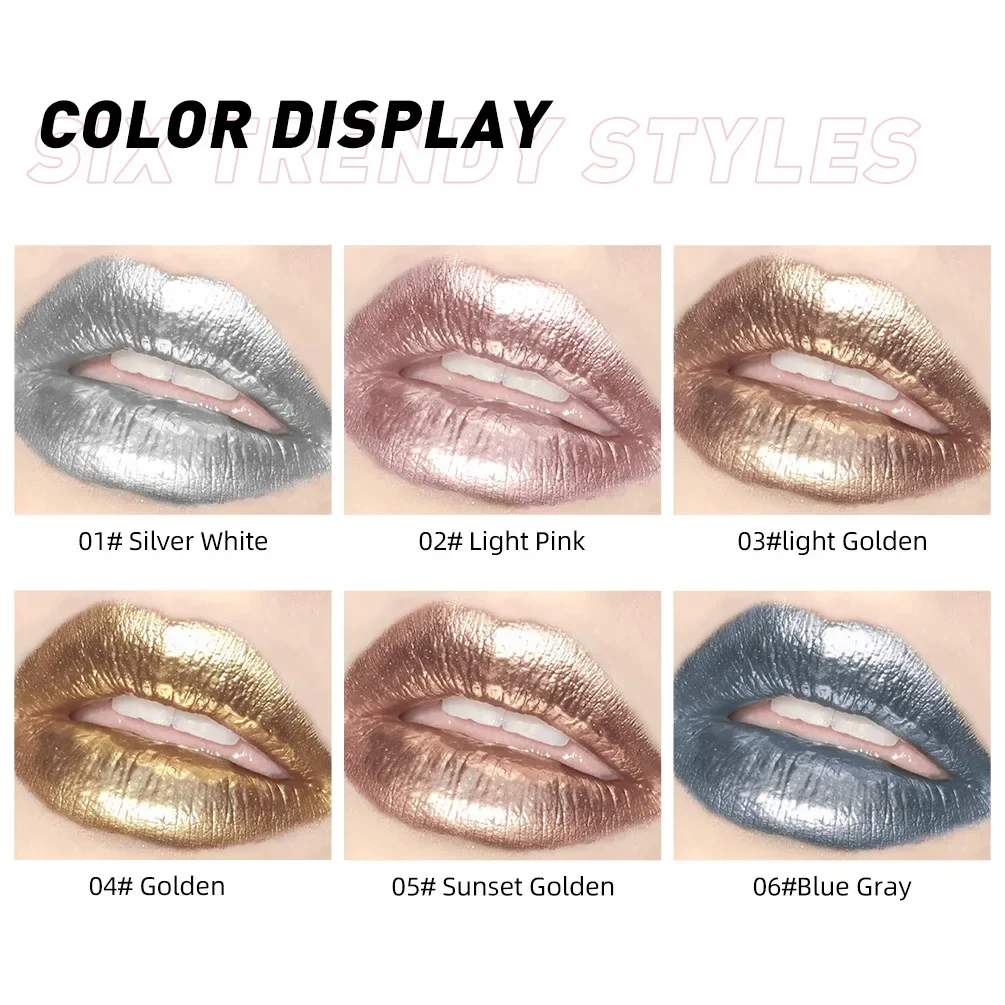 QIBEST Liquid Lipstick Diamond Eye Shadow Dual-purpose Makeup Lasting and Easy Color Pearlescent Glossy Non-stick Cup Lip Glaze