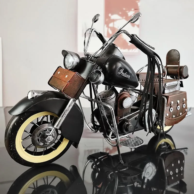 

Handmade Metal Indian Motorcycle Model Decorations Retro Bar Net Window Photography Props Home Decorations Fan Collectibles