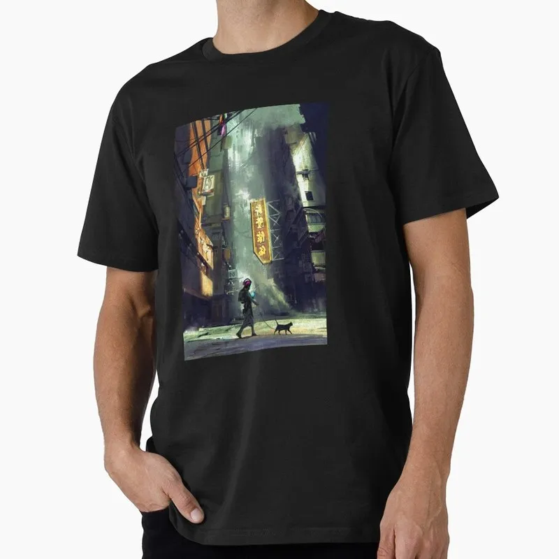 Stray Video Game Cat Graphic T‑Shirt O‑Neck Short Sleeve Unisex Tees Cyberpunk Stray Cat Print Casual Streetwear For Gamer Fans