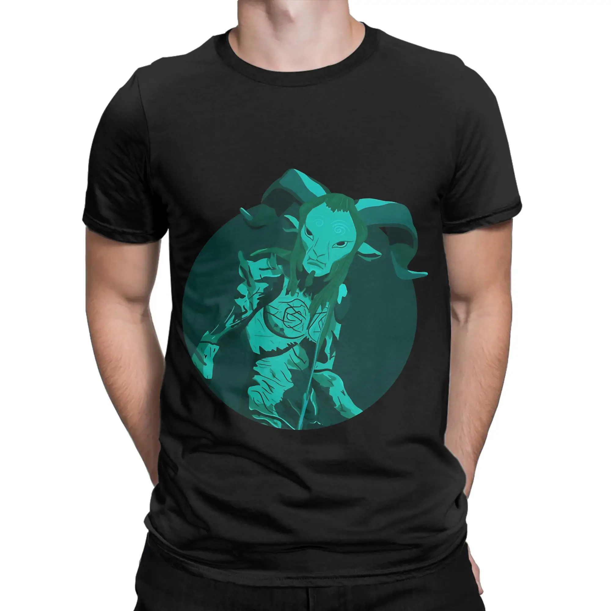 Pans Labyrinth Faun Teal Sticker Classic Shirt Novelty 100% Cotton T-Shirt pans labyrinth Tops Tees For Men
