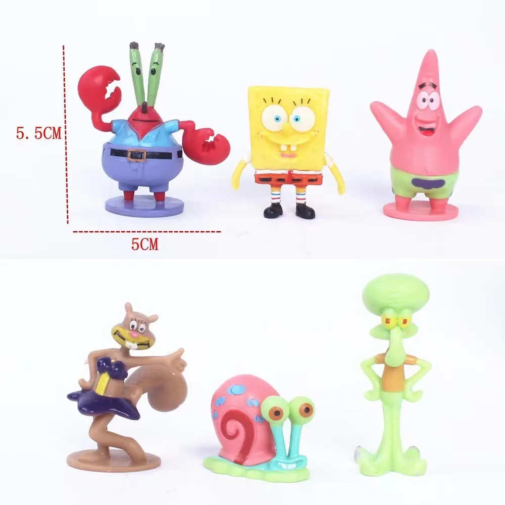 

New 6pcs SpongeBob SquarePants Figure Bob Crab Boss Patrick Star Action Figures Patrick Star Anime Figurines Children Toys