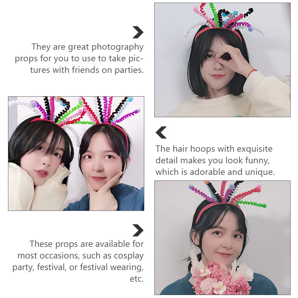 

2Pcs Colorful Spring Balls Headband High Quality Material Funny Hair Hoops for Performance Party Theme Event Photography