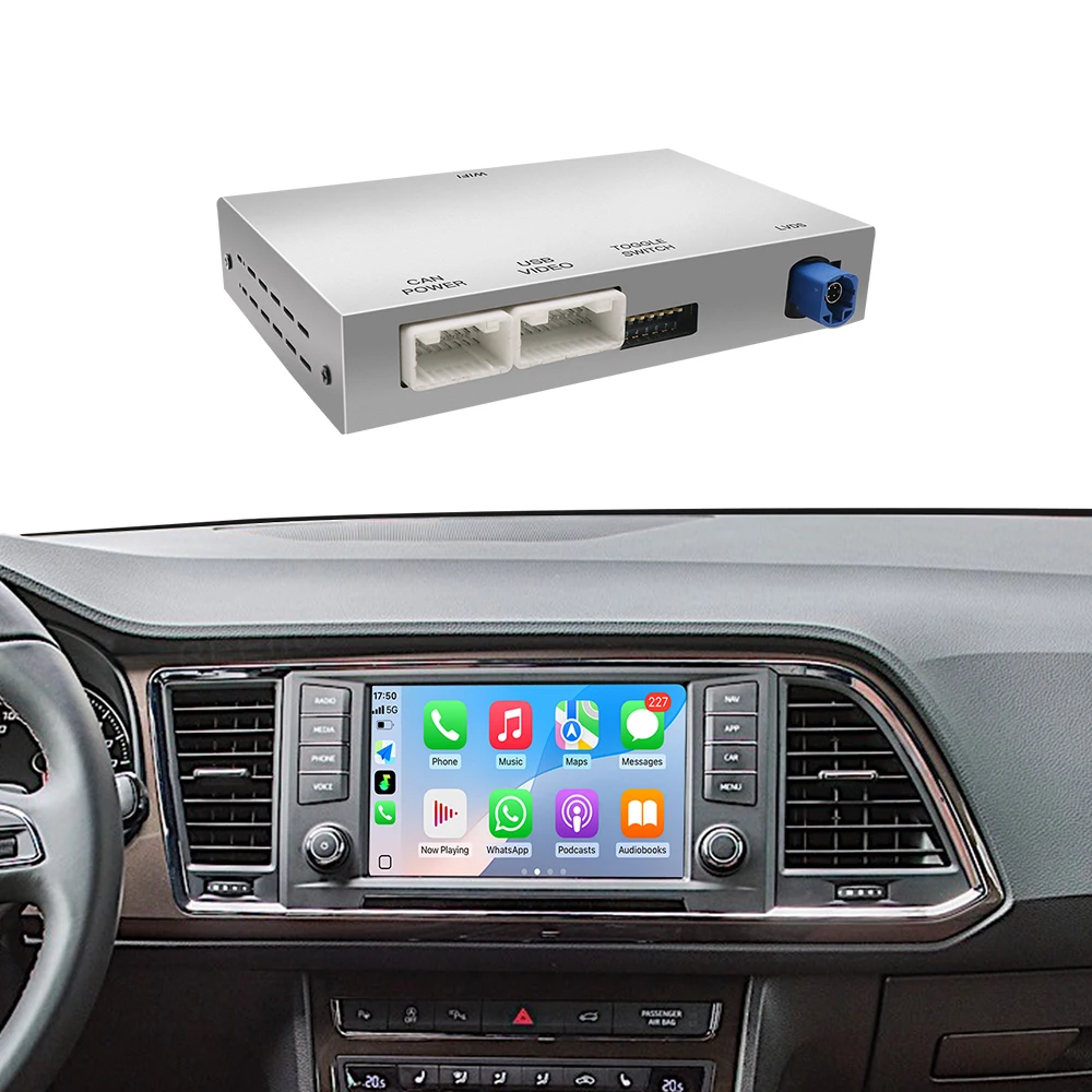 Nieuwe Draadloze Carplay Android auto Voor volkswagen Seat Leon 2 MK2 2014-2019 ondersteuning BT airplay Mirror Link multimedia Decoder Box - afbeelding 2