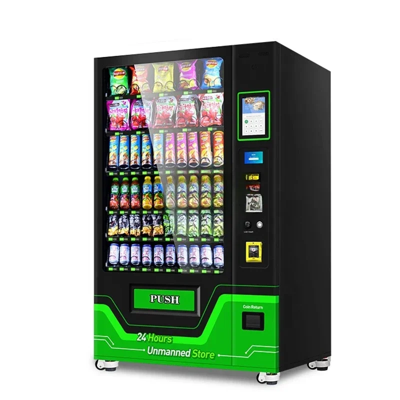 

Hot sales Touch Screen Custom Combo Vending Machines Snacks Drink French Fries Food Kiosk Instant Noodle Cupcake Beverage Vendo