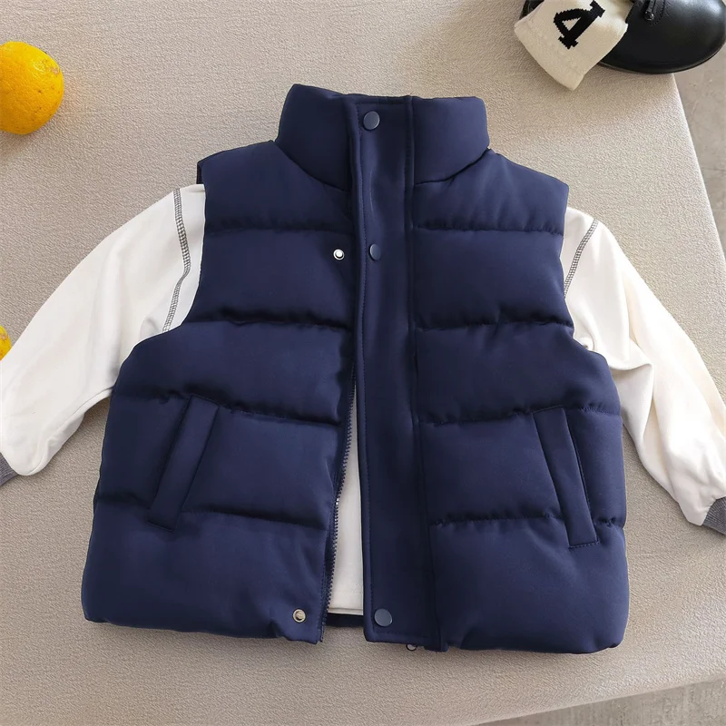 Children Warm Vest Kids Comfortable Versatile Sleeveless Tank Boys Girls Winter Outdoor Thick Thermal Solid Zipper Outerwear