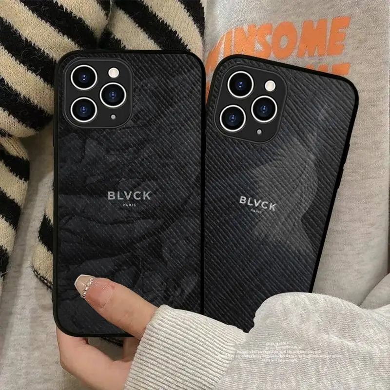 

Black Blvck Flower Phone Case Hard Leather Case for iPhone 11 12 13 Mini Pro Max 8 7 Plus SE 2020 X XR XS Coque