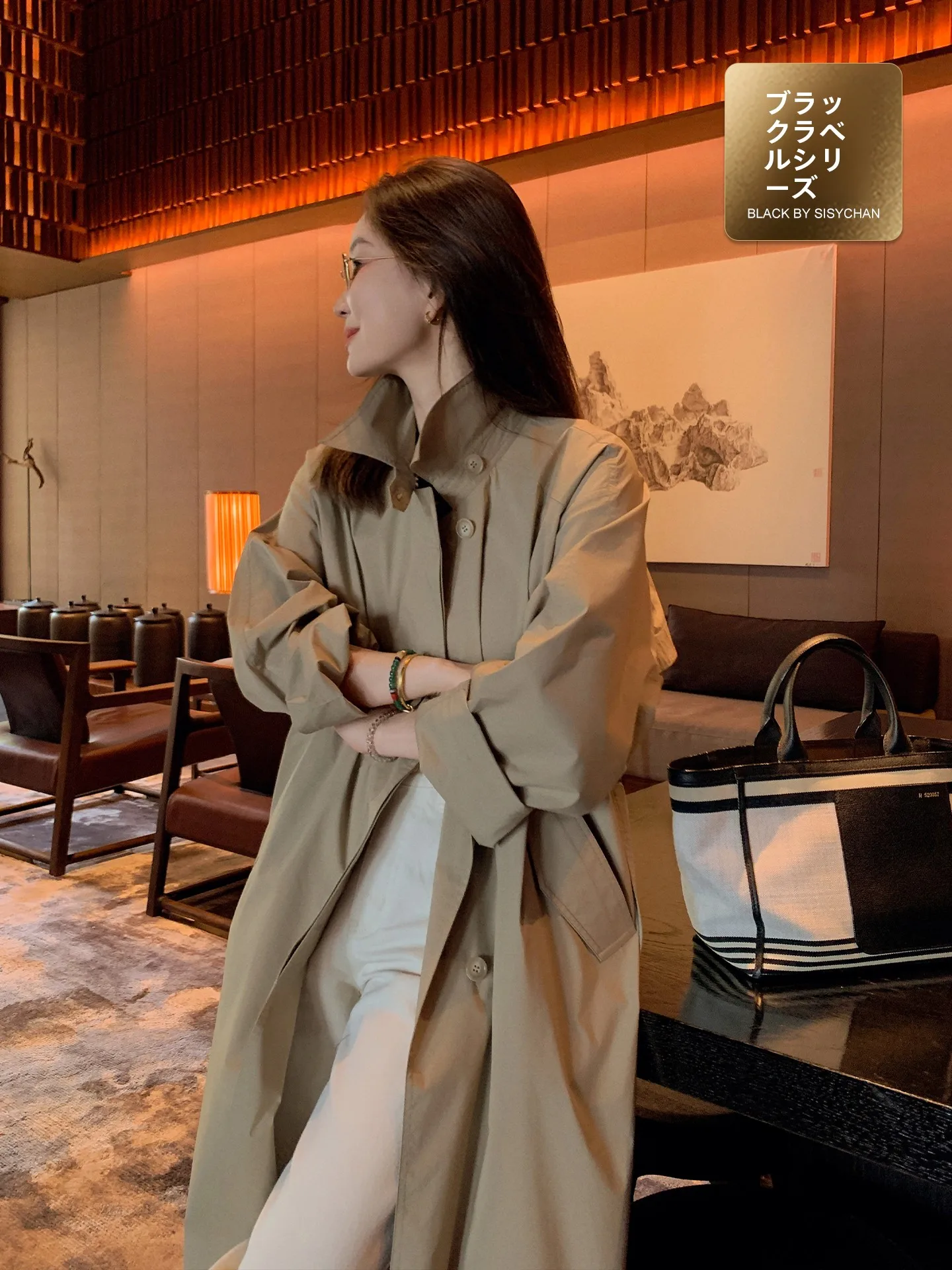 

Ветровка Lebelin Sisy Store Owner's Bla Label женская свободного кроя с поясом на талии, цвета хаки, средней длины