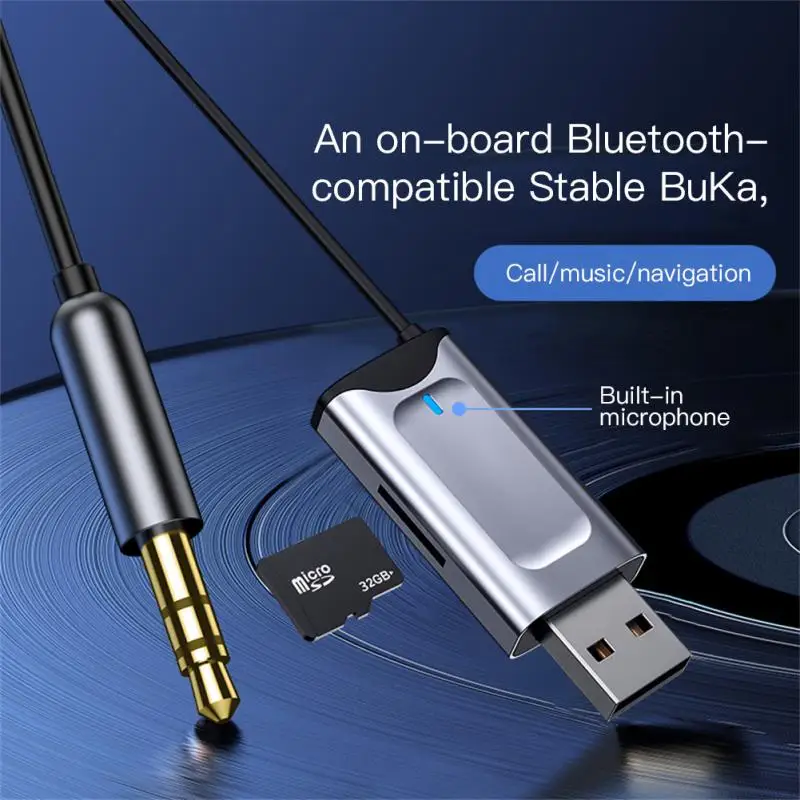 Mini Receptor Audio Receiver AUX V5.3 Wireless USB Adapter Plug & Play HandFree Talk For Car Receiver TF Memory Card