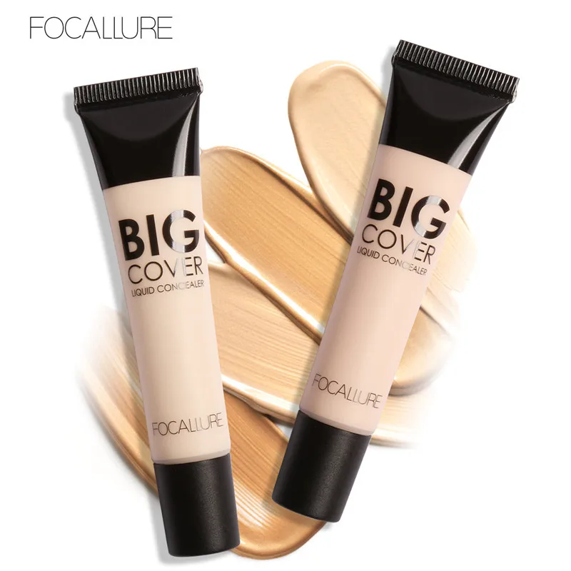 FOCALLURE 액체 컨실러 메이크업 페이셜 교정기, 방수 내추럴 베이스 페이스 파운데이션 크림, 여성 화장품, 4 색