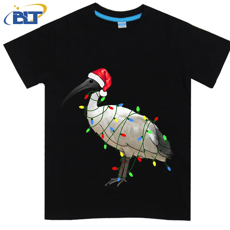 Extra Festive Bin Chicken printed kids T-shirt, summer cotton short-sleeved casual top, suitable for both boys and girls