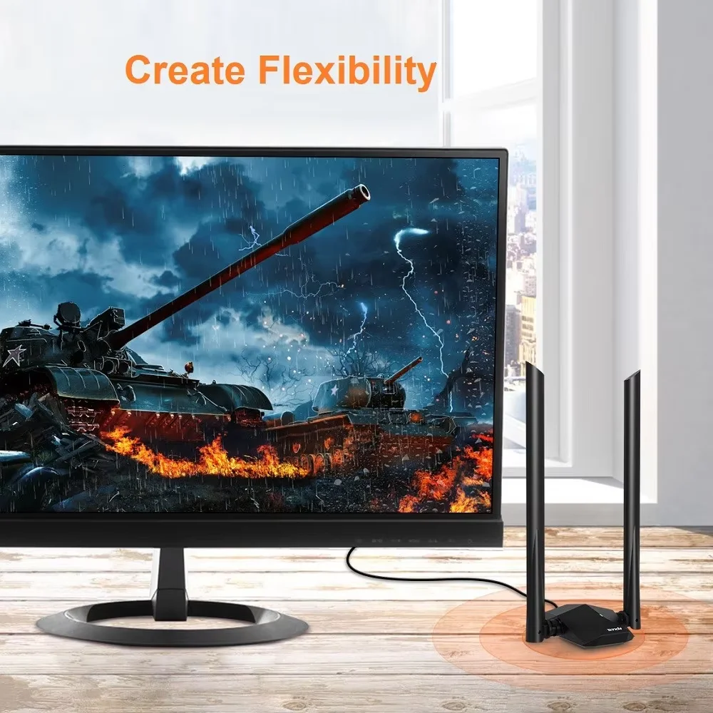 USB WIFI محول WiFi 6 AX1800 ثنائي النطاق Tenda بطاقة الشبكة 1800mbps USB3.0 5dBi هوائيات 2.4 & 5G محول لاسلكي للكمبيوتر المحمول