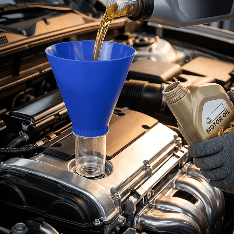 Threaded Oil Funnel Car Engine Oil Filling Funnel No Spill Oil Add Tool Universal Vehicle Fluid Transfer Funnel for Engine