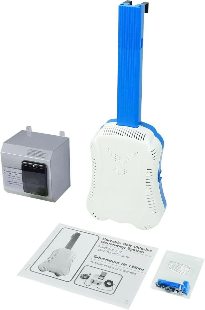 مولد كلور الملح لحمامات السباحة فوق الأرض - ما يصل إلى 20000 جالونًا كحد أقصى - تنظيف ذاتي، مدمج في مؤقت