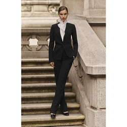Conjunto de chaqueta y pantalones de un botón para mujer, ropa de trabajo, elegante, Formal, oficina, traje personalizado, 2 piezas
