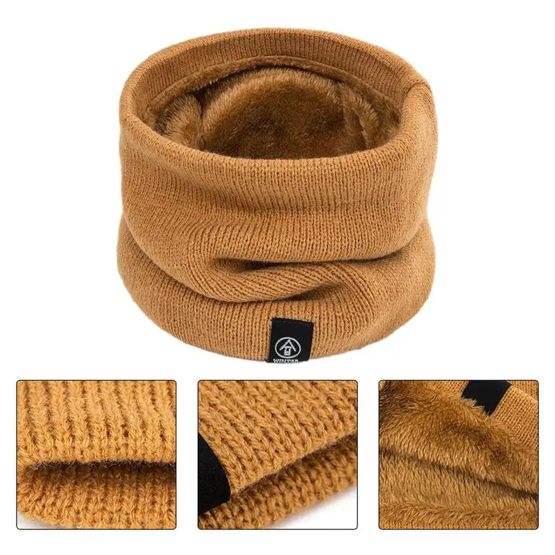 Fleece Neck Warmer Men Winter Hat Scarf Tube Shape Warm Knit Winter Hat For Thicken Cycling Face Cover Cervical Spine Protection