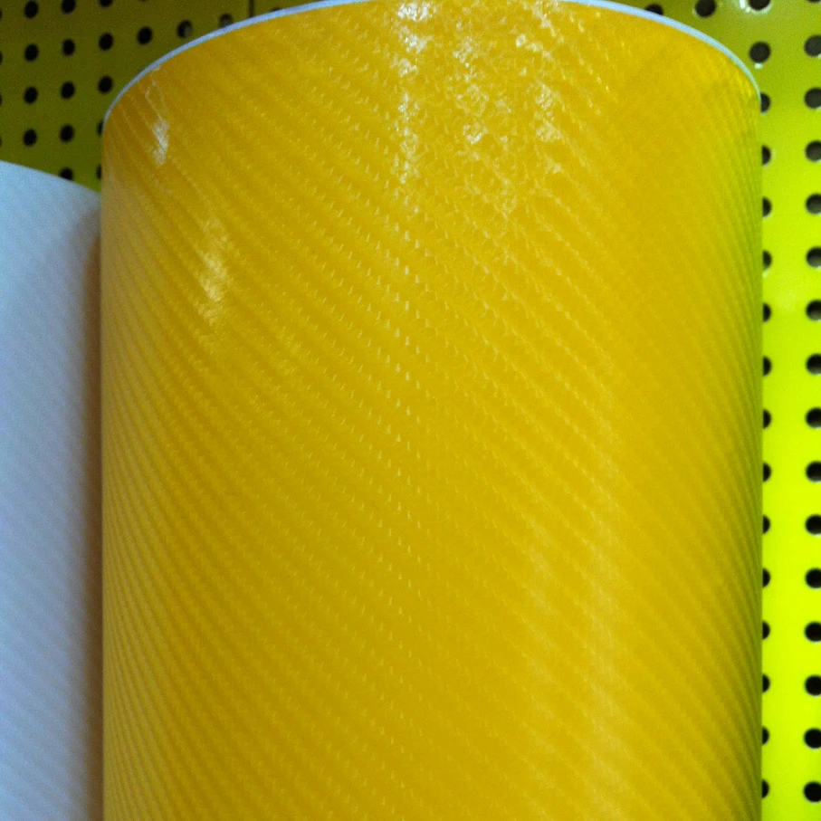 The newest bright 4D yellow Carbon Fiber Vinyl film Colored Glossy Carbon Fiber Vinyl Film Auto Wrapping Vinyl Wrap Foil