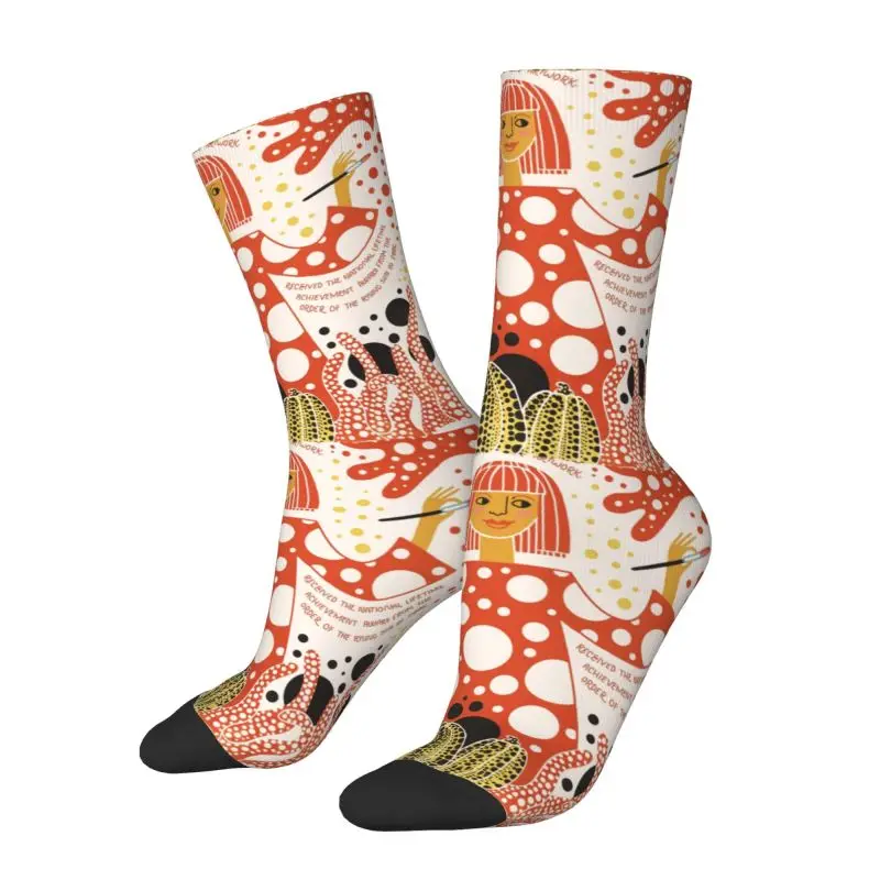 Yayoi Kusama Abstract Painting Mens Crew Socks Unisex Fashion Spring Summer Autumn Winter Dress Socks