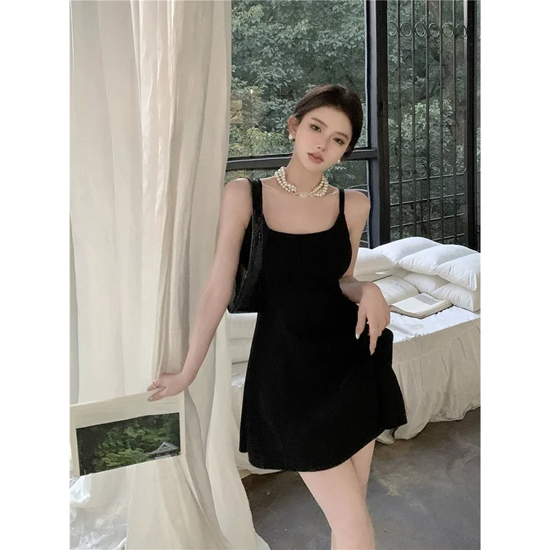 Summer Dress Women A-line Minimalist Solid Sleeveless All-match Casual High Waist Fashion Tender Korean Style Elegant Skirt