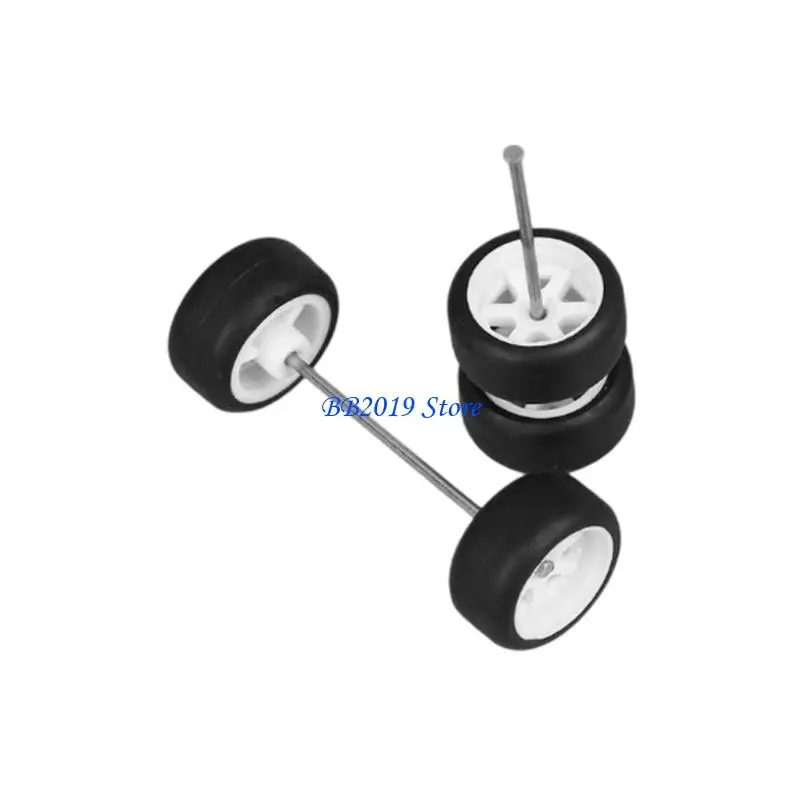 Q0KB 4 czarne koła zamienne z osiami do odlewanych ciężarówek z zabawkami w skali 1/64