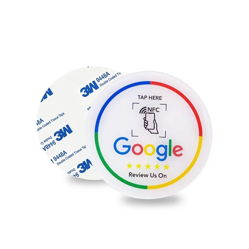 Cross-border NFC Round Table Sticker NTAG213 High-quality Acrylic Review Card for Google Restaurants, Hotels, and Merchants