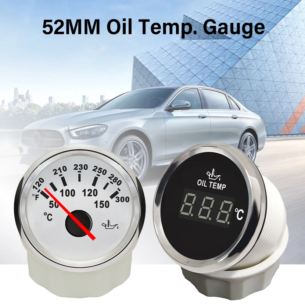 

ELING Новейшая водонепроницаемая температура масла 52 мм. Датчик сигнала 50-150 ℃ с красной подсветкой для автофургона, грузового судна 9-32 В