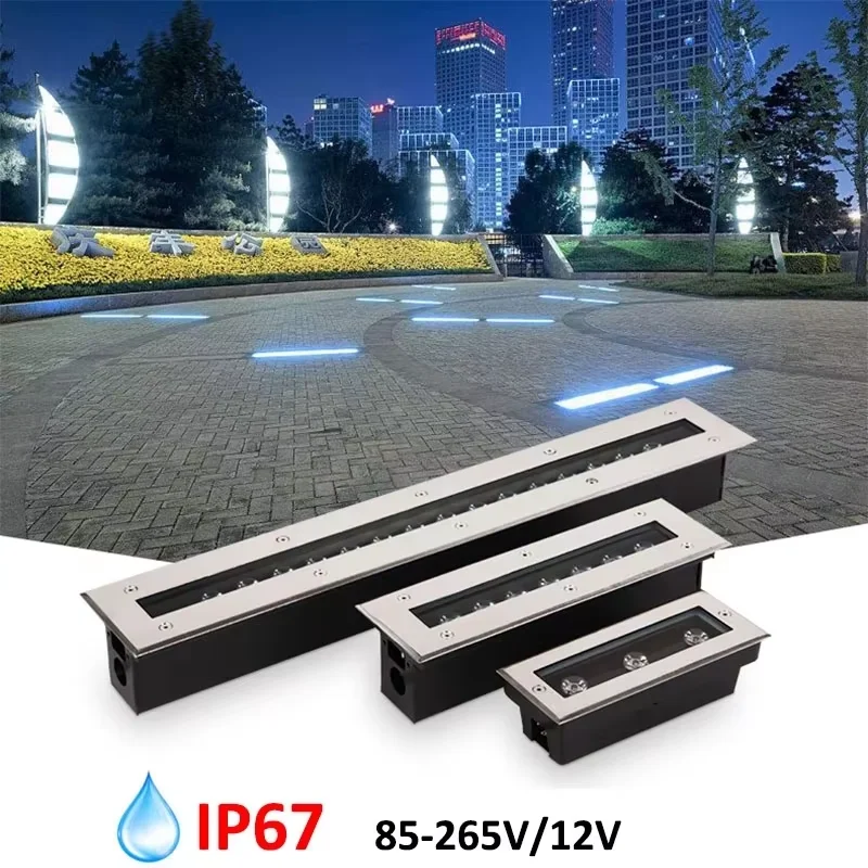 IP67 Rectangle LED Ground Light Outdoor Floor Light 9W 12w 18w Yard Wall Washer 12V 220V LED Stairs Buried Underground  Lamp