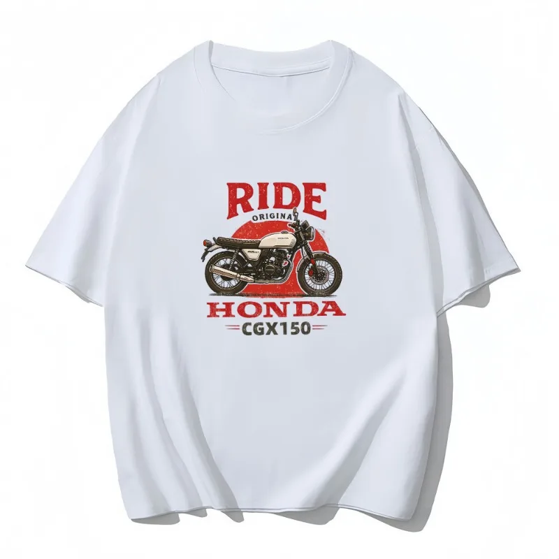 هوندا CGX 150 جديد الصيف سباق قاطرة دراجة نارية مطبوعة قاطرة تي شيرت رجالي F1 الصيف فضفاض س الرقبة قصيرة الأكمام #2
