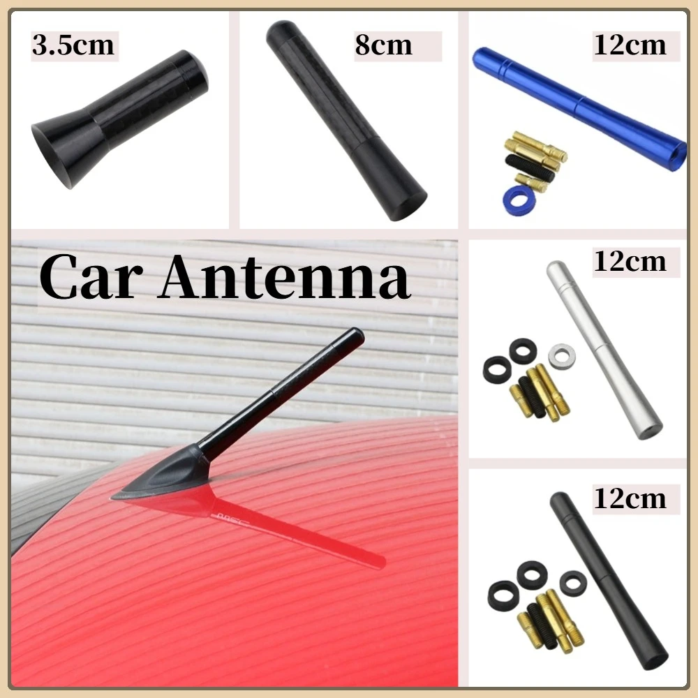 Universal Metal Car Antenna 3.5cm 8cm 12cm Replacement Auto Roof Radio Antenna Black Retrofit Decoration Exterior Accessories