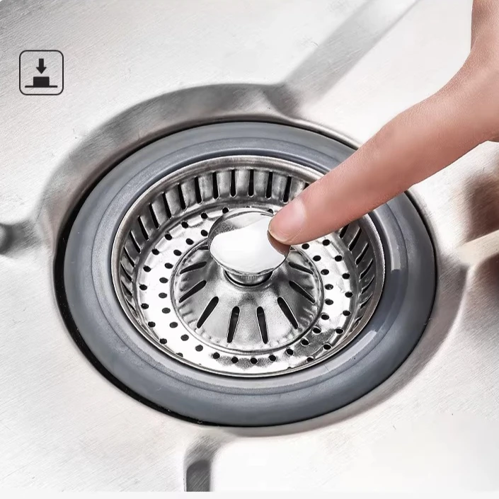 

Anti-Clogging Sink Food Catcher Basket,Odor Filter Sink Plug New Kitchen Sink Drain Strainer,Stainless Steel Pop Up Sink Stopper