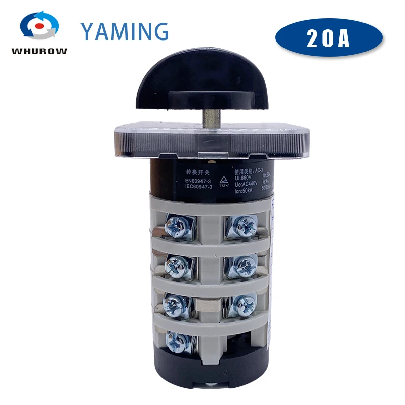8 Positions Rotary Cam Switch Four Poles 20A Manual Motor Machine Control High Voltage Electrical Selector LW31 YMZ12-20/4