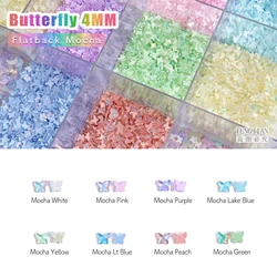 Mini Butterfly 4MM Mocha Shape Flat Back Glass Nail Art Rhinestone 8 Color 3D Suitable For DIY Manicure Accessories 30/100 Pcs