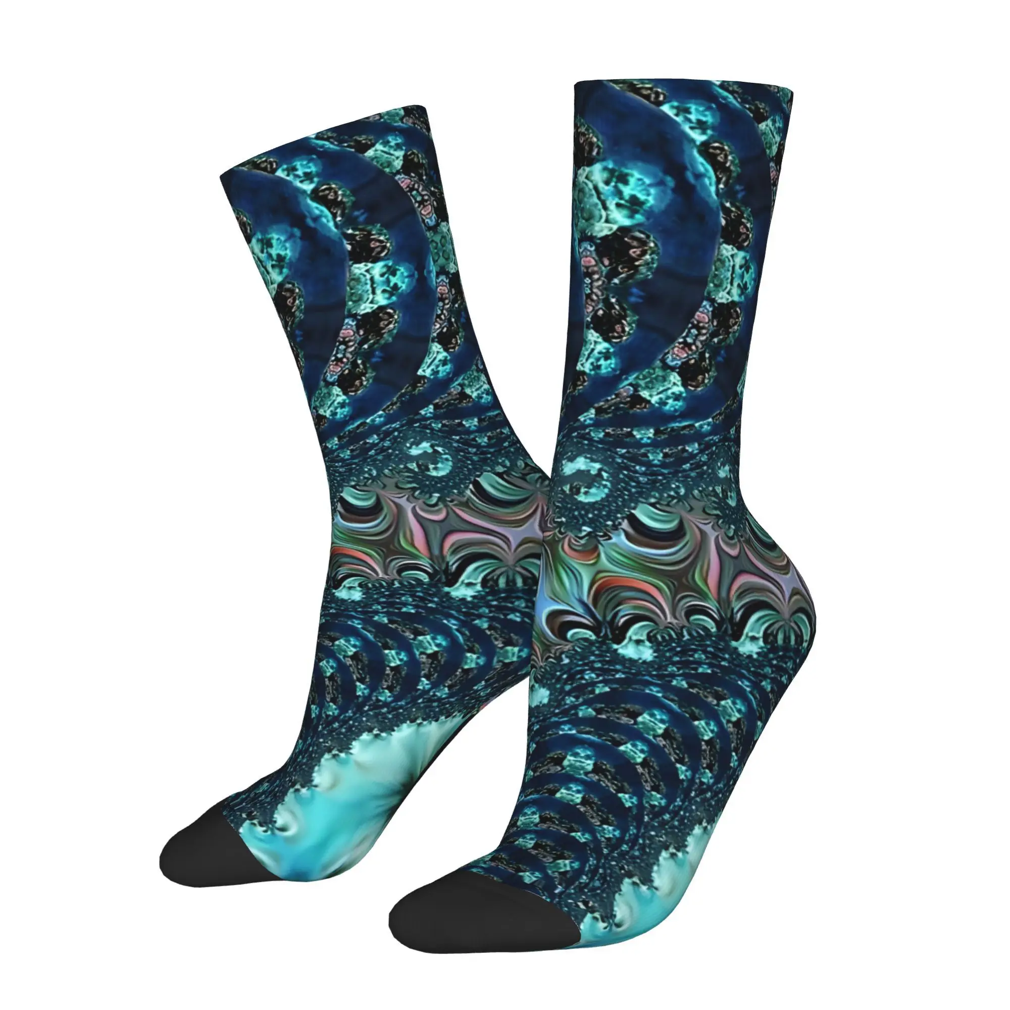 

Deep Coral Fractal Swirl Abstract Men Socks Cycling Novelty Spring Summer Autumn Winter Stockings