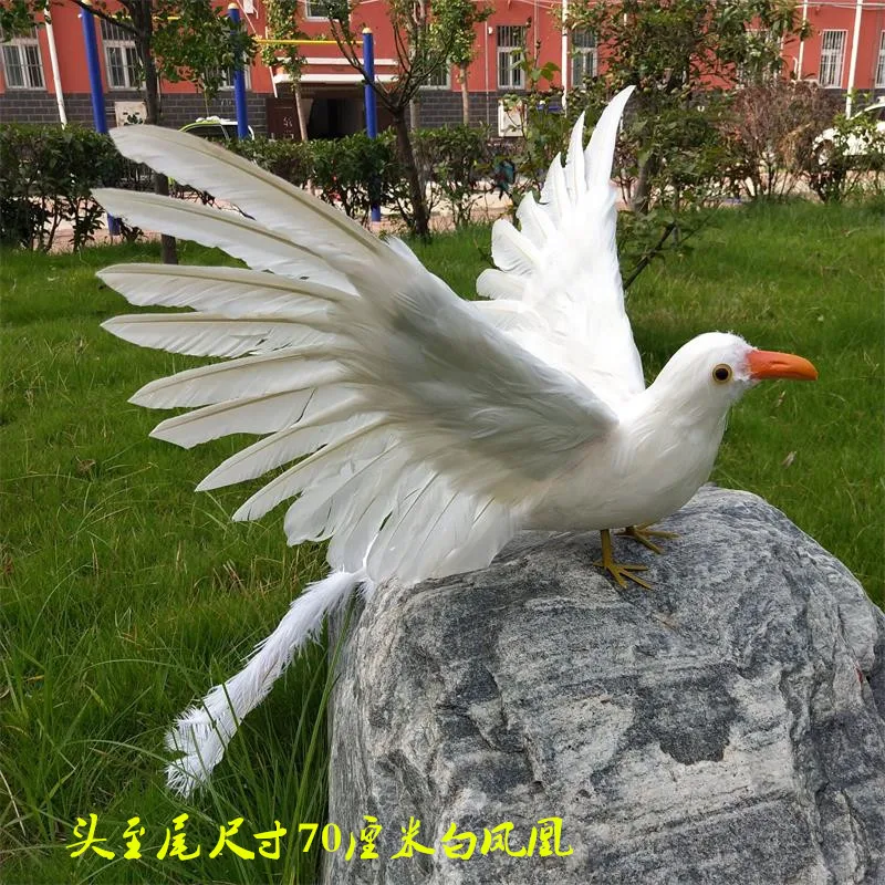 big real life foam&feather wings long tail wings white bird garden decoration gift about 70x60cm xf2856