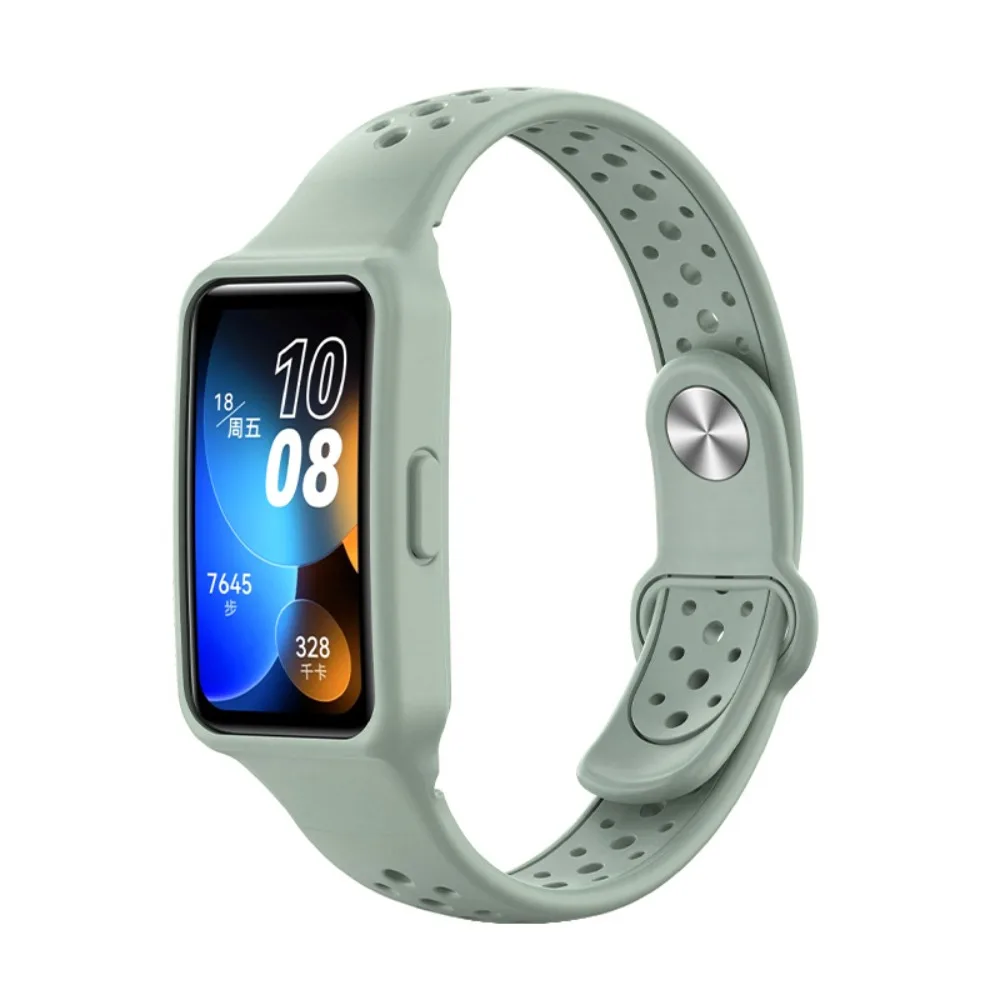 สายนาฬิกาซิลิโคนระบายอากาศได้แบบพกพาสายรัดข้อมืออุปกรณ์เสริมสำหรับ Huawei band 9/8