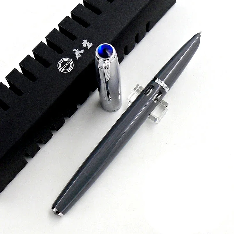 WingSung 601 Ink Pens Press Vacuum Piston Filling Visible Ink Nib EF/F Design Writing Stationery Office Gift Blue Stone Top