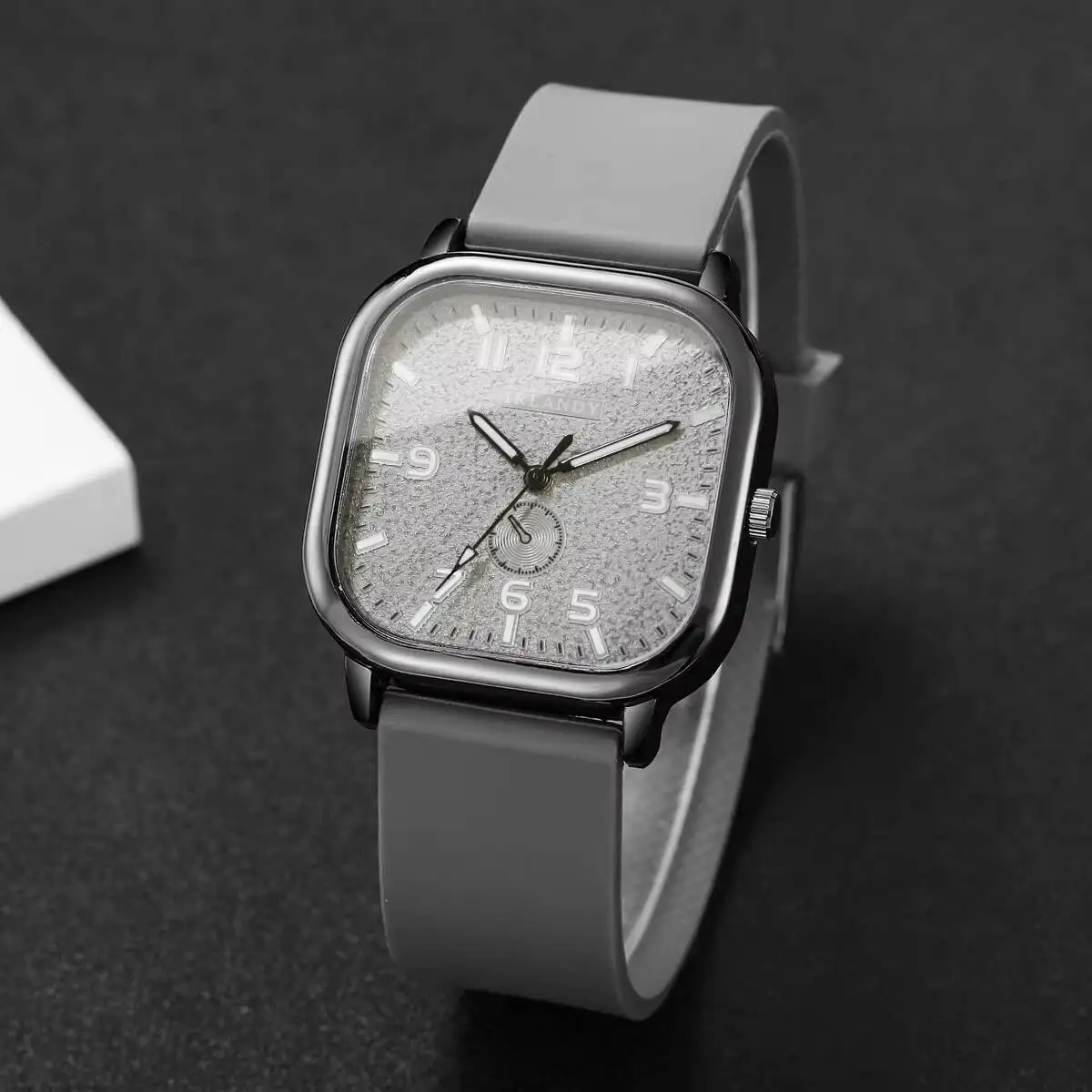 Reloj cuadrado de moda para mujer, correa de silicona informal, relojes de cuarzo, reloj de pulsera deportivo para hombres, mujeres y estudiantes (sin caja)