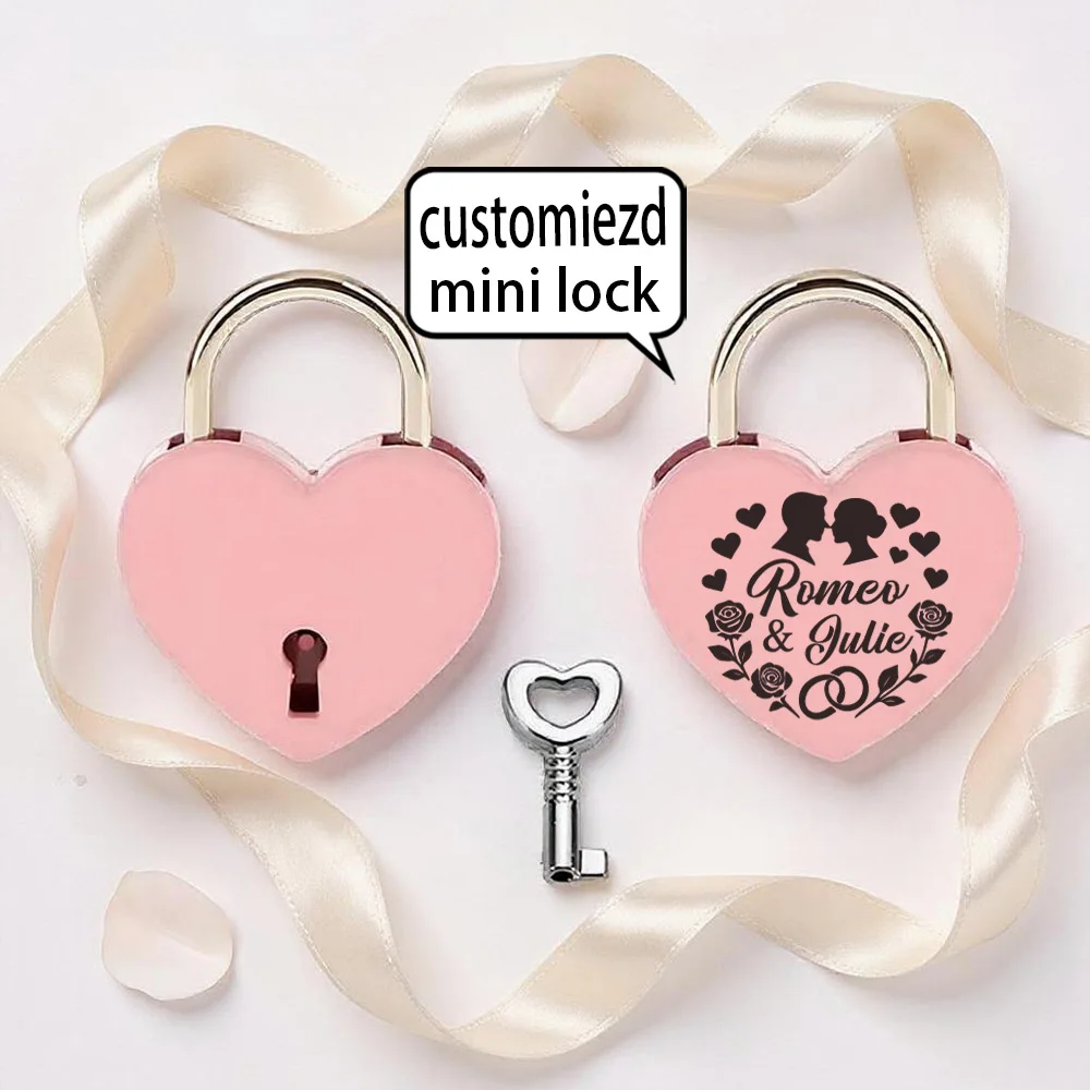 1pc Custom Heart-Shaped Lock Delicate love Multi layer electroplating anti oxidation heart stainless steel love lock with key