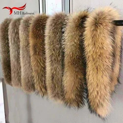 Real Raccoon Fur Collar Womens Winter New Natural Fur Scarf Men Jackets Luxury Warm Scarves High Quality Detachable Fur Shawl