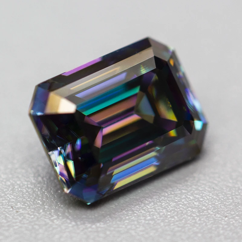 인증서가 포함된 레인보우 컬러 모이사나이트 스톤 에메랄드 컷 0.5-5.0ct GRA 보고서가 포함된 포지티브 패스 다이아몬드 테스터