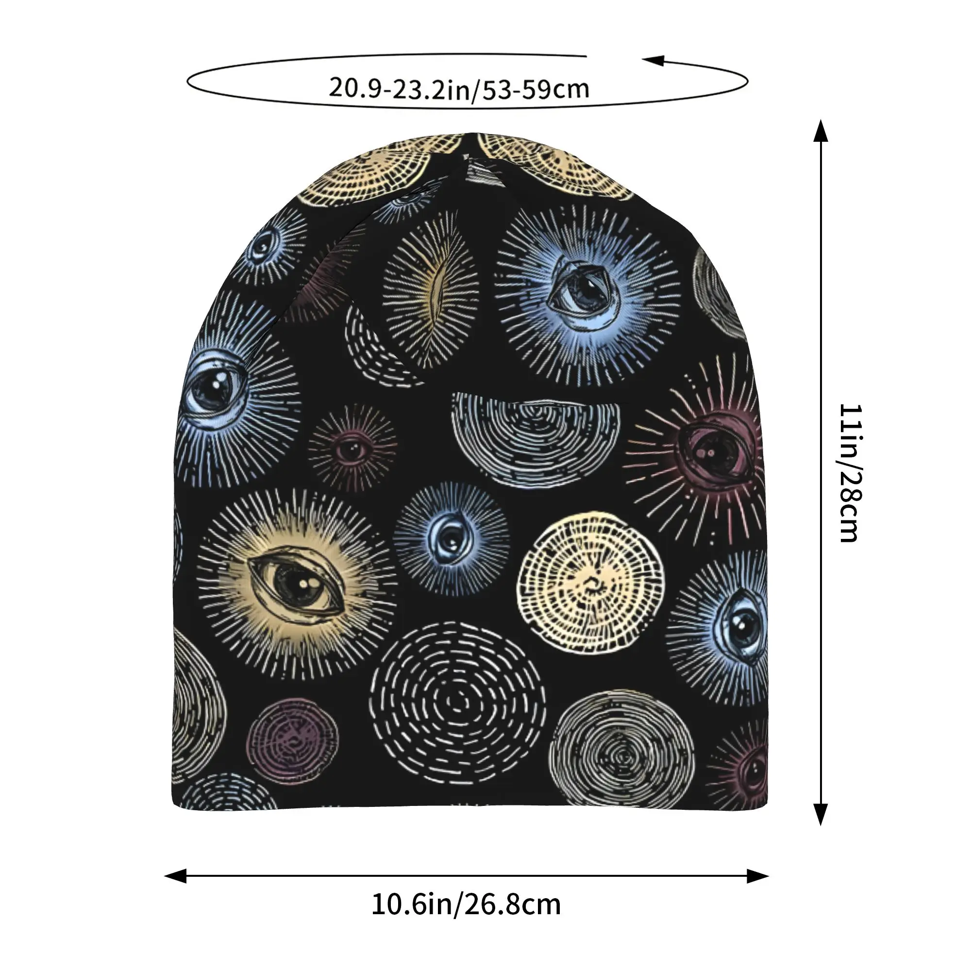 Autumn Styles Bonnet  Men Women's Thin Hat Abstract Occult Eye And Sun Summer Cap Street Skullies Beanies Caps